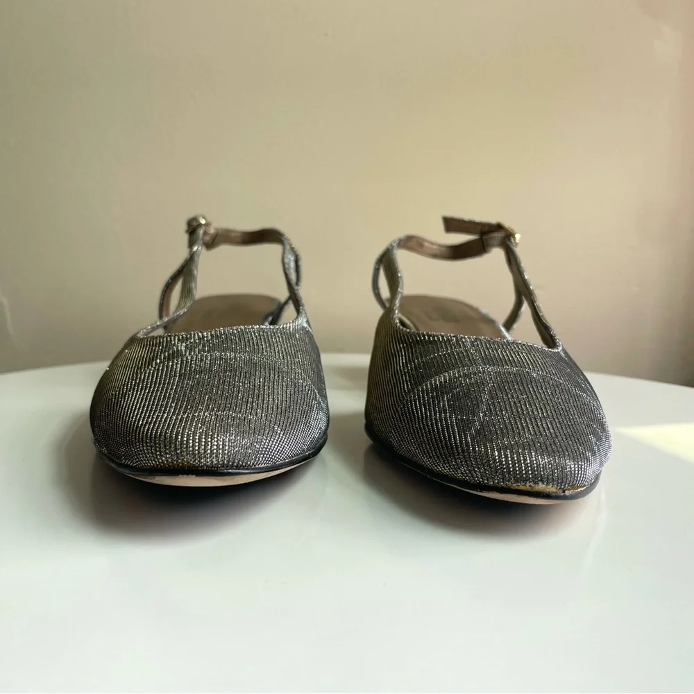 Vaneli Aliz Slingback Heels in Platinum Nizza Metallic Size 9